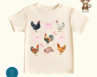Chicken Grid Girls Coquette Shirt | Cute Chicken Baby Onesie® | Girls Farm Sweatshirt