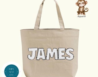 Personalized Golf Name Zippered XL Tote Bag | Custom Golf Cotton Canvas Tote Bag | Overnight Bag | Sports Bag | Gift Sports Kid