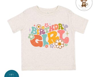 Birthday Girl Boho Kids Tshirt | Vintage Natural Heathered Crewneck | Distressed Cute Toddler Crewneck Sweatshirt