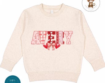 Personalized Valentine Doodle Sweatshirt | Girls Custom Valentines Day Tshirt | Valentine Baby Onesie® | Kids Valentine Outfit