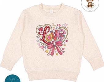 Love Hearts Retro Valentine Kids Sweatshirt | Kids Custom Valentines Day Tshirt | Custom Baby Onesie® | Valentine Outfit