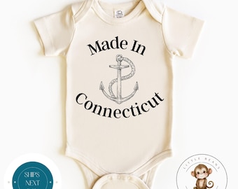 Made in Conneticut Natural Onesie® | State Baby Onesie® | Cute Baby Shower Gift | Long Distance Baby Gift