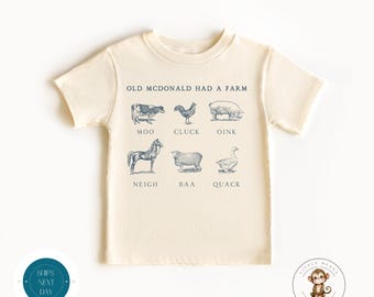 Old McDonald Farm Animals Kids Tshirt | Old Mcdonald Baby Onesie® | Nursery Rhyme Custom Onesie®