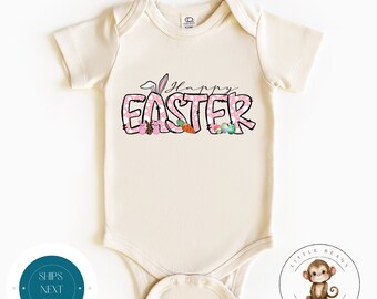 Happy Easter Custom Pink Baby Onesie® | Cute Easter Kids Tshirt | Easter Bunny Present