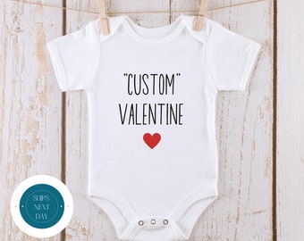 Custom Valentine Heart Baby Onesie® | Valentine Kids Tshirt | Custom Baby Bodysuit | Valentines Day Tee
