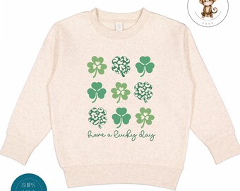 Have a Lucky Day Toddler Sweatshirt | Vintage Natural Heathered Crewneck | St Patricks Day Toddler Tshirt