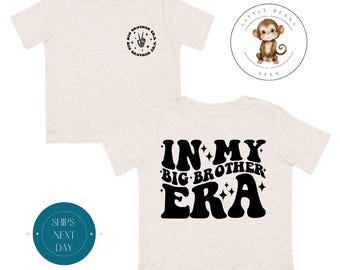 In My Big Brother Era Black Era Front Back Toddler Sweatshirt | Vintage Natural Heathered Crewneck | Big Brother Era Toddler Tshirt