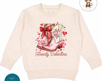 Howdy Valentine Cowgirl Sweatshirt | Girls Custom Valentines Day Tshirt | Valentine Baby Onesie® | Valentine Outfit
