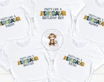 Party like a Dinosaur Family Matching Birthday Shirts | Kids Birthday Custom Matching Shirts | Mommy Daddy Sister Brother Birthday Shirts