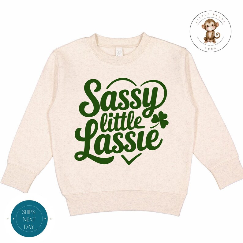 Sudadera para niños Sassy Little Lassie St Patricks / Linda camiseta para niñas St Patricks / Regalo para niños del Día de San Patricio imagen 1