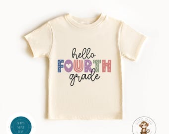 Hello Fourth Grade School Shirt | First Day of Fourth Grade | First Day School Photo Shirt | Back to School Shirt