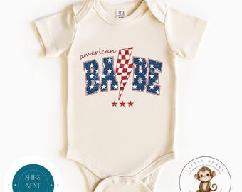 American Babe 4th of July Baby Onesie® | Custom Americana Baby Outfit | Independence Day Onesie®