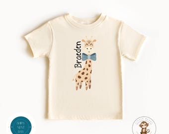 Giraffe Personalized Birthday Kids Shirt | Cute Animal Birthday Baby Onesie® | Birthday Party Shirt
