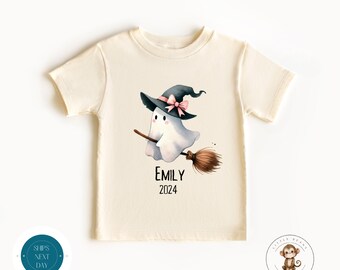 Flying Ghost Personalized Kids Tshirt | Cute Custom Halloween Baby Onesie® | Halloween Party Kids Shirt