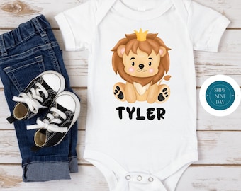 Baby Lion Crown Personalized Onesie® | Cute Name Baby Onesie® | Personalized Baby Shower Gift