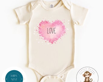 Pink Love Heart Custom Kids Tshirt | Custom Baby Valentine Heart Onesie® | Cute Girls Heart Tee