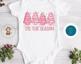 Tis The Season Trees Holiday Onesie® | Custom Kids Tshirt | Funny Christmas Onesie® | Holiday Baby Gift | Christmas Retro Onesie®