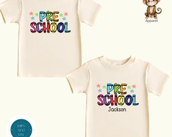 Personalized Preschool Crayons Back to School Shirt | First Day Preschool Shirt | Unisex Sibling Matching Back to School Tshirts
