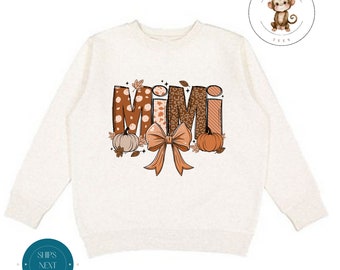 Mimi Pumpkin Fall Sweatshirt | Coquette Thanksgiving Girly Shirt | Cozy Hoodie Toddler Kids Adult | Gift For Her