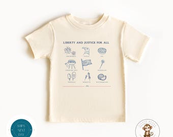Liberty and Justice Kids Tshirt | 4th of July Custom | Americana Kids Shirt | Summer Kids Tshirt