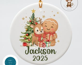 Personalized Boy Gingerbread Christmas Ornament: Ceramic Keepsake Gift