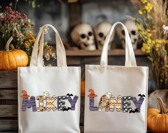 Personalized Spooky Halloween Trick or Treat Tote Bag | Custom Boo Bag