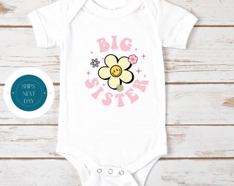 Big Sister Daisy Girls Onesie® | Big Sister Baby Onesie® | Cute Kids Gift | Baby Shower Gift | Girly Shirt