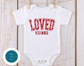 Loved John 3:16 Valentine Baby Onesie® | Valentine Kids Tshirt | Valentine Baby Onesie® | Religious Valentine