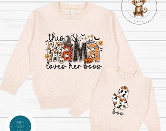 This Mama Loves Her Boos Custom Sweatshirt | Mama Mini Halloween Matching Sweatshirts | Mom Kid Family Shirts | Halloween Gift