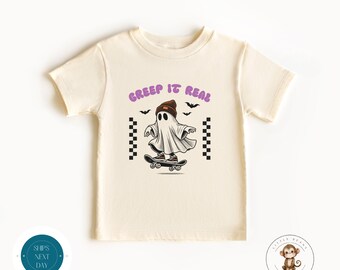 Creep it Real Ghost Kids Tshirt | Skateboarding Custom Halloween Tshirt | Retro Kids Halloween Sweatshirt