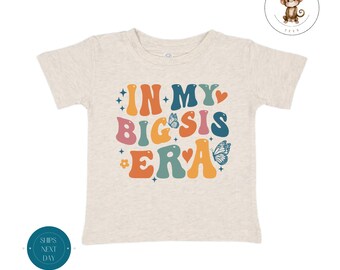 In My Big Sis Era Toddler Shirt | Vintage Natural Heathered Crewneck | Big Sister Era Toddler Sweatshirt
