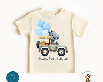 Hippo Safari Birthday Kids Shirt | Personalized Zoo Animal Birthday Baby Onesie® | Custom Birthday Party Shirt