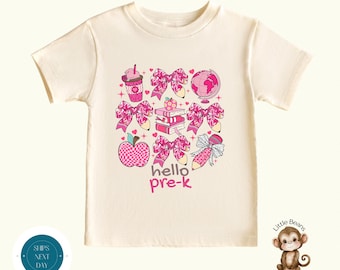 Pre-K Coquette Bright Pink School Shirt |  Girly First Day of PreK Shirt | Back to School Shirt | First Day School Photo Shirt