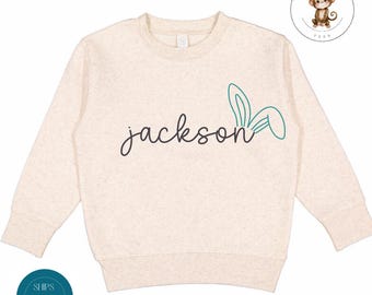Personalized Boys Name Easter Bunny Ears Kids Sweatshirt | Custom Easter Boys Tshirt | Easter Baby Onesie®
