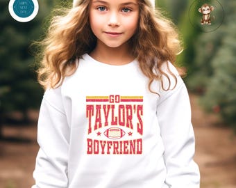 Go Taylors Boyfriend Youth Crewneck Sweatshirt | Superbowl Onesie® | Custom Football Kids Tshirt | Baby Shower Gift