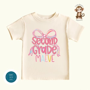 Second Grade Personalized Pastel Bow Back to School Shirt |  First Day of Second Grade Girls Shirt | First Day 2nd Grade Girls Shirt