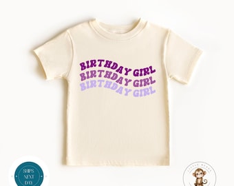 Birthday Girl Wavy Purple Kids Tshirt | Birthday Girl Purple Onesie® | Birthday Girl Wavy Tee