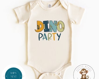 Dino Party Birthday Baby Onesie® | Cute Dinosaur Birthday Kids Shirt | Custom Birthday Party Shirt