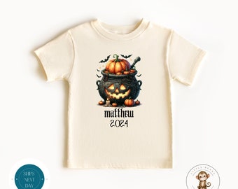 Halloween Cauldron Personalized Kids Tshirt | Cute Custom Halloween Baby Onesie® | Halloween Party Kids Shirt