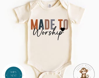 Made to Worship Baby Onesie® | Christian Catholic Religious Onesie® | Baby Shower Gift