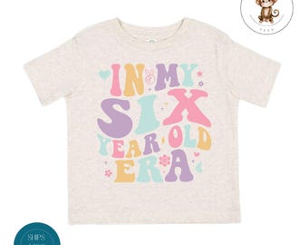 In My Six Year Old Era Toddler Shirt | Vintage Natural Heathered Crewneck | Girls Sixth Birthday Toddler Sweatshirt