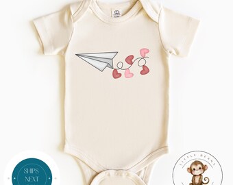 Paper Airplane Valentine Hearts  Baby Onesie® |  Valentines Day Kids Tshirt | Valentine Baby Outfit | Valentine Kids Sweatshirt