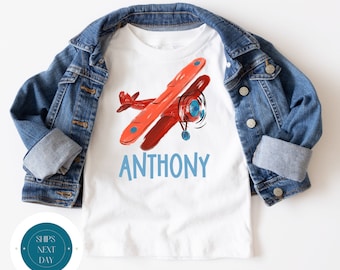 Biplane Personalized Name Kids Tshirt | Custom Kids Tshirt | Airplane Custom Tshirt