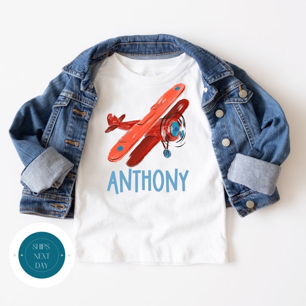 Biplane Personalized Name Kids Tshirt | Custom Kids Tshirt | Airplane Custom Tshirt