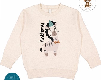 Zebra Personalized Birthday Kids Shirt | Cute Animal Birthday Baby Onesie® | Birthday Party Shirt