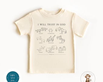 I Will Trust In God Animals Kids Tshirt | Trust God Baby Onesie® | Baby Shower Gift | Religious Onesie®
