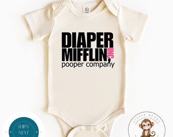 Diaper Mifflen Pooper Company Pink Baby Onesie® | Funny Cute Onesie® | Cute Baby Shower Gift