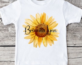 Sunflower Personalized Name Baby Onesie® | Custom Kids Tshirt | Baby Bodysuit | Flower Onesie®