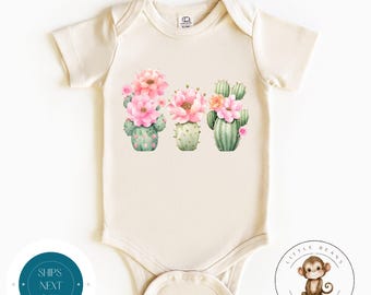 Girl Flower Cactus Baby Onesie® | Cute Cacti Cowboy Baby Onesie® | Baby Shower Gift