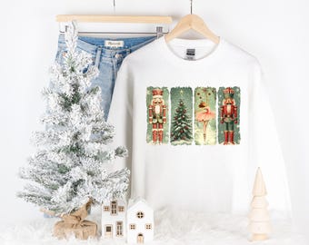 Retro Green Nutcracker Scene Christmas Holiday Sweatshirt | Nutcracker Christmas Tshirt | Cute Trendy Youth through Adult Sweatshirt